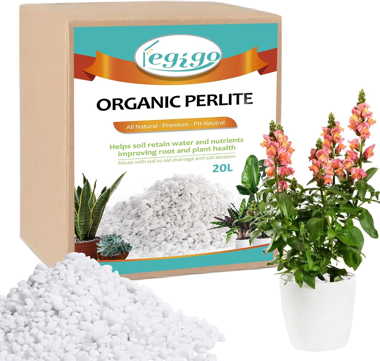 Detalle de Legigo Horticultural Perlite for Indoor Plants, Coarse Aeration & Drainage Amendment