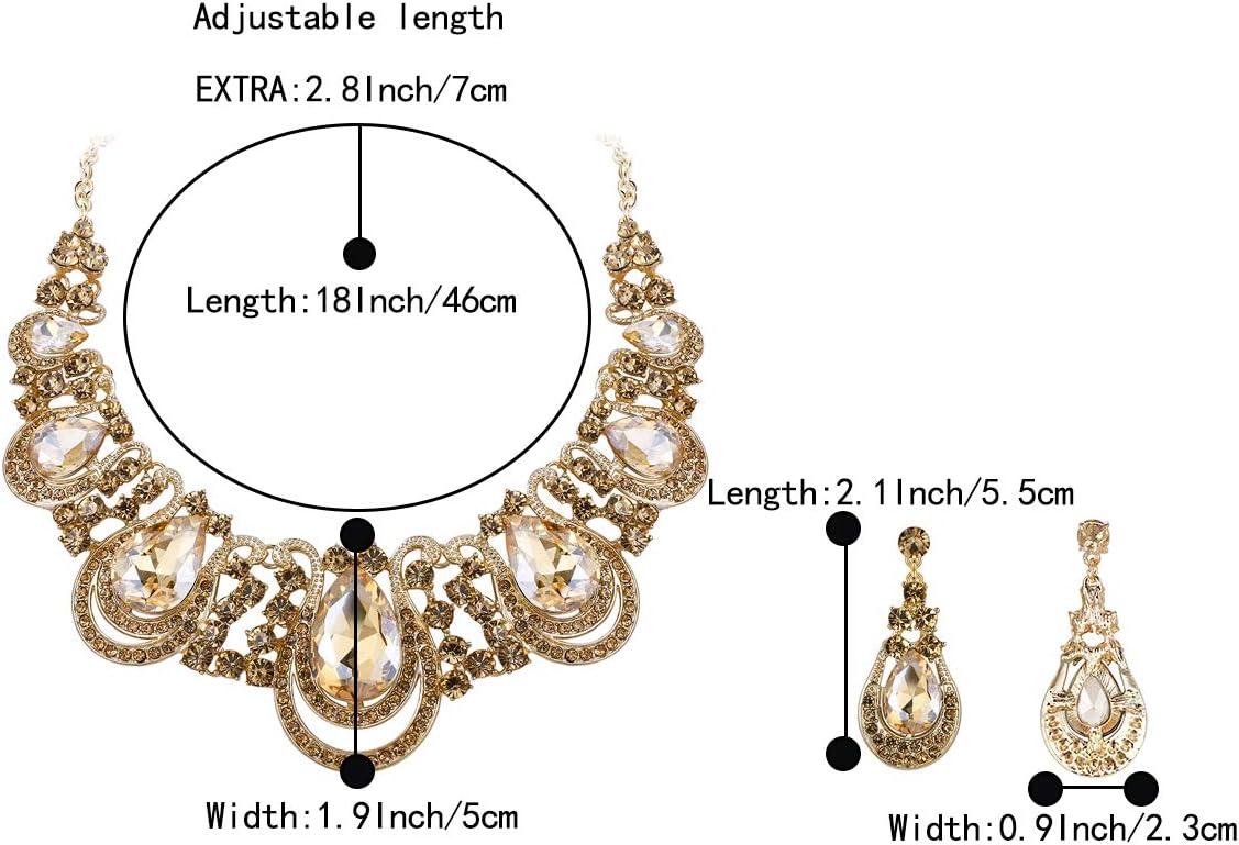 Thumbnail 3 de Set gioielli donna Clearine: collana statement con cristallo a goccia e orecchini pendenti