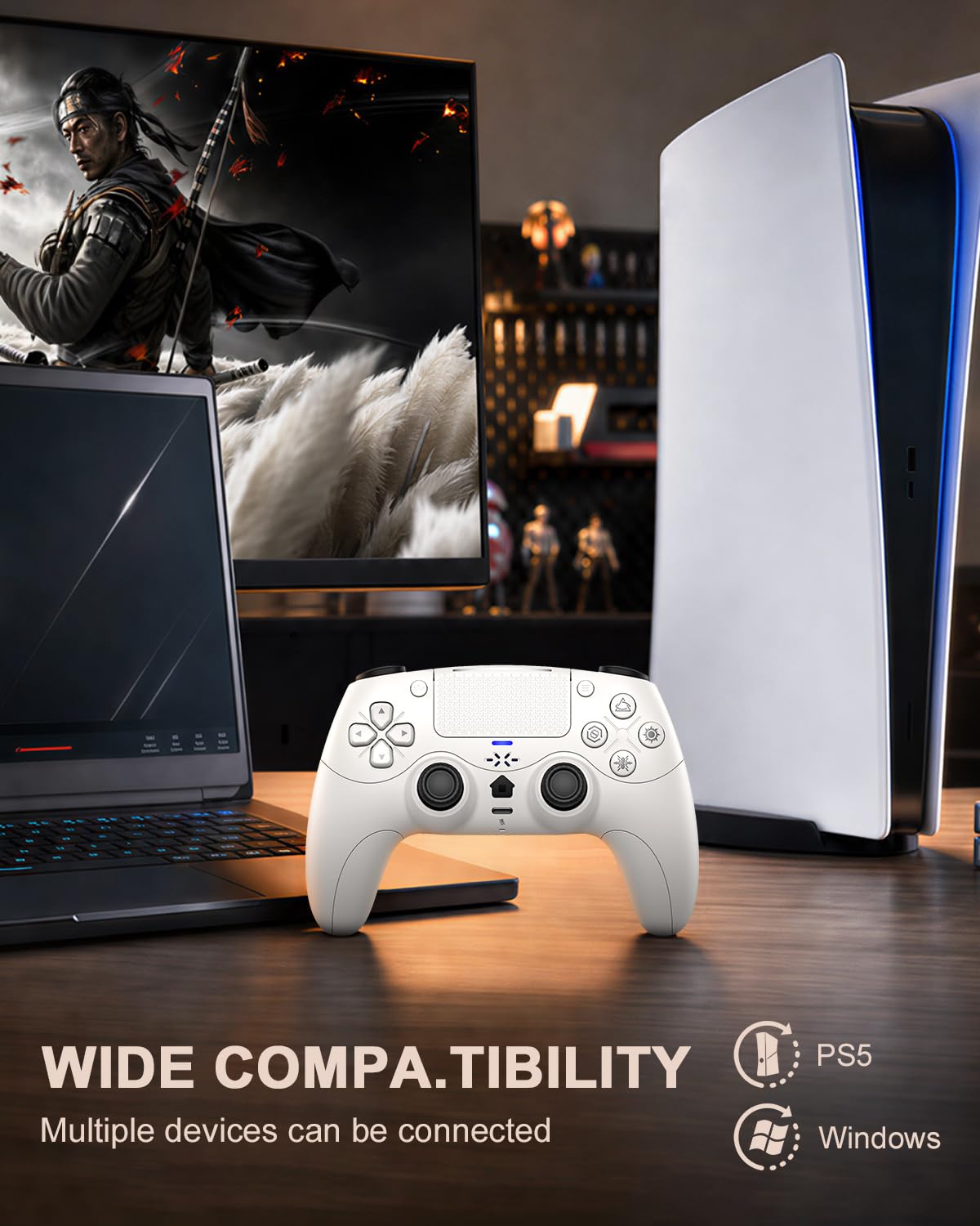 Thumbnail 6 de Gamrombo Wireless Controller für PS5/PC – Dynamische Trigger, HD-Vibration und 2000 mAh Akku