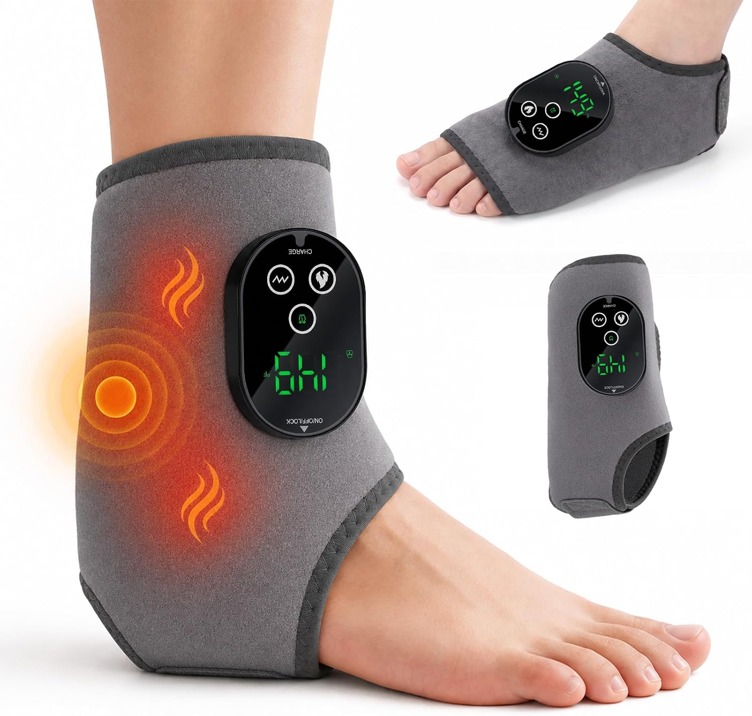 Detalle de MQUPIN 3-in-1 voetmassageapparaat met warmte, vibratie en timer