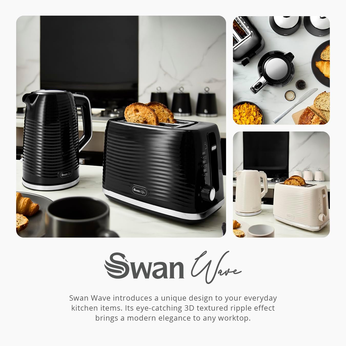 Detalle de Swan Wave Cordless Kettle (1.7 L, 3000W) – fast boil, with boil dry protection