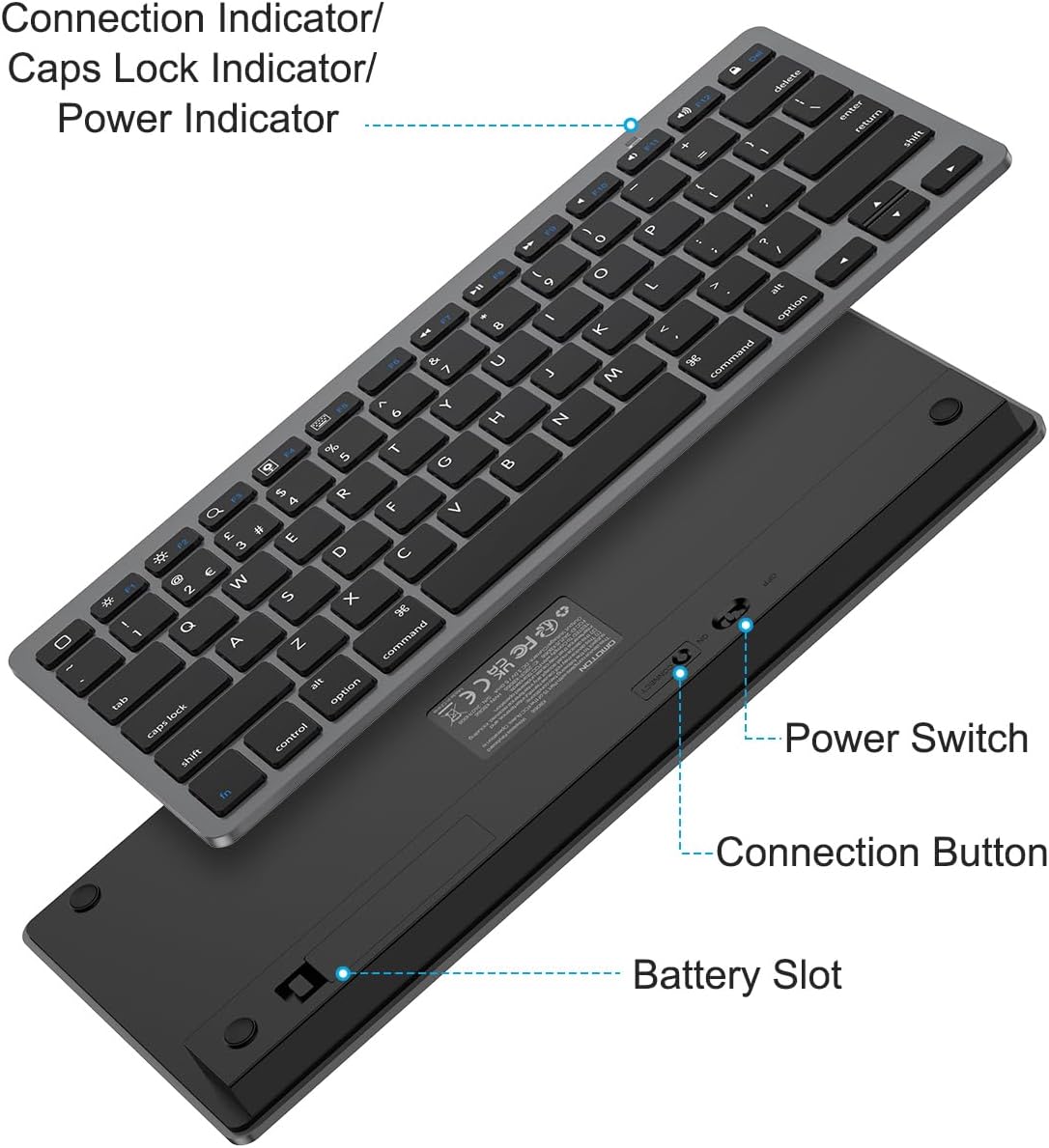 Thumbnail 4 de OMOTON Bluetooth Wireless Keyboard for iOS (UK QWERTY) – Space Grey