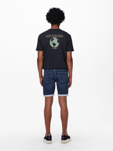 Detalle de Only & Sons Onsply Reg D Blue Jog PK 8582 Dnm Noos: Pantalones cortos hombre denim, Slim Fit