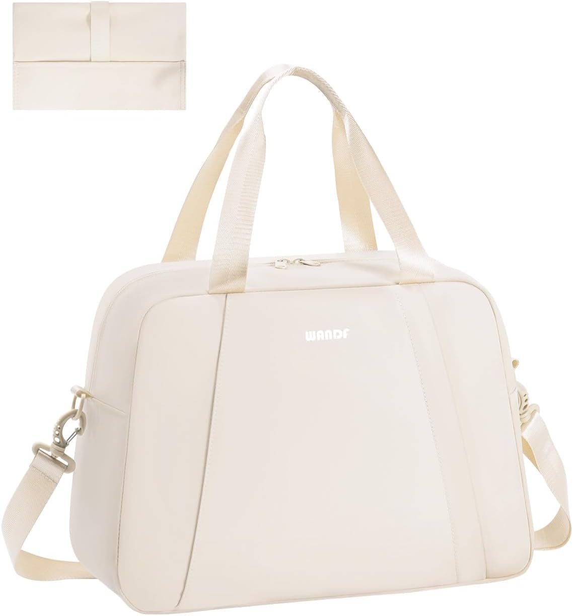 Detalle de WANDF Ryanair Cabin Bags 40x30x20 Underseat Foldable Travel Duffel (Beige, 24L)