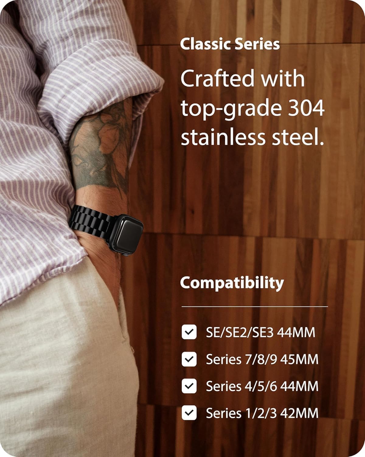 Thumbnail 2 de Fullmosa cinturino in acciaio inox per Apple Watch 40/41/42/44/45/46/49 mm, nero – compatibile con Ultra/SE/Serie