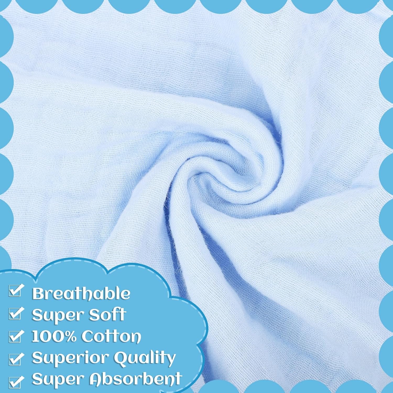 Thumbnail 4 de Lanjue 8 Pack Muslin Cloths 12x12 inch