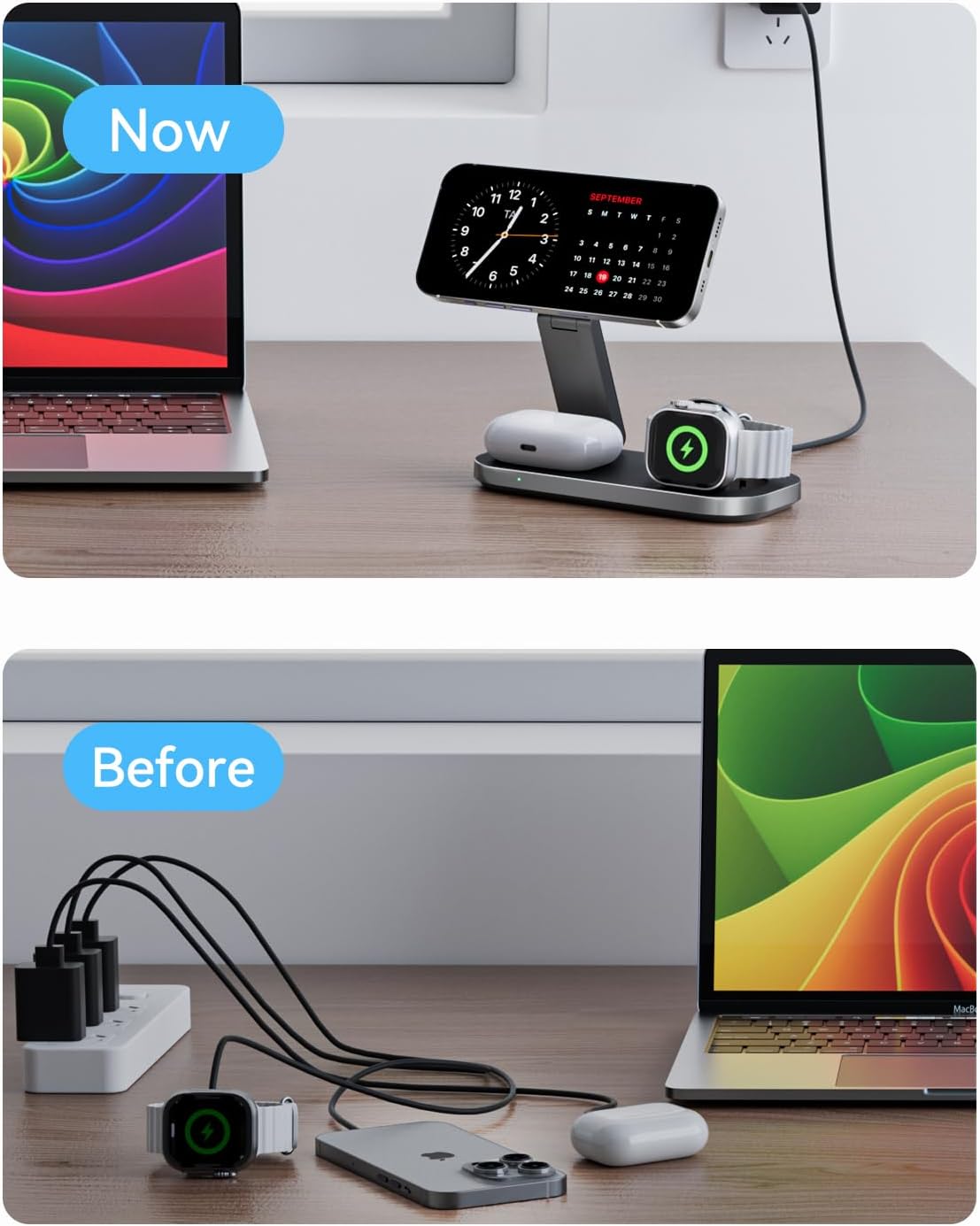 Thumbnail 2 de KEEPRO 3-in-1 Qi2 25W Magnetic Wireless Charging Station for MagSafe iPhone, Apple Watch & AirPods
