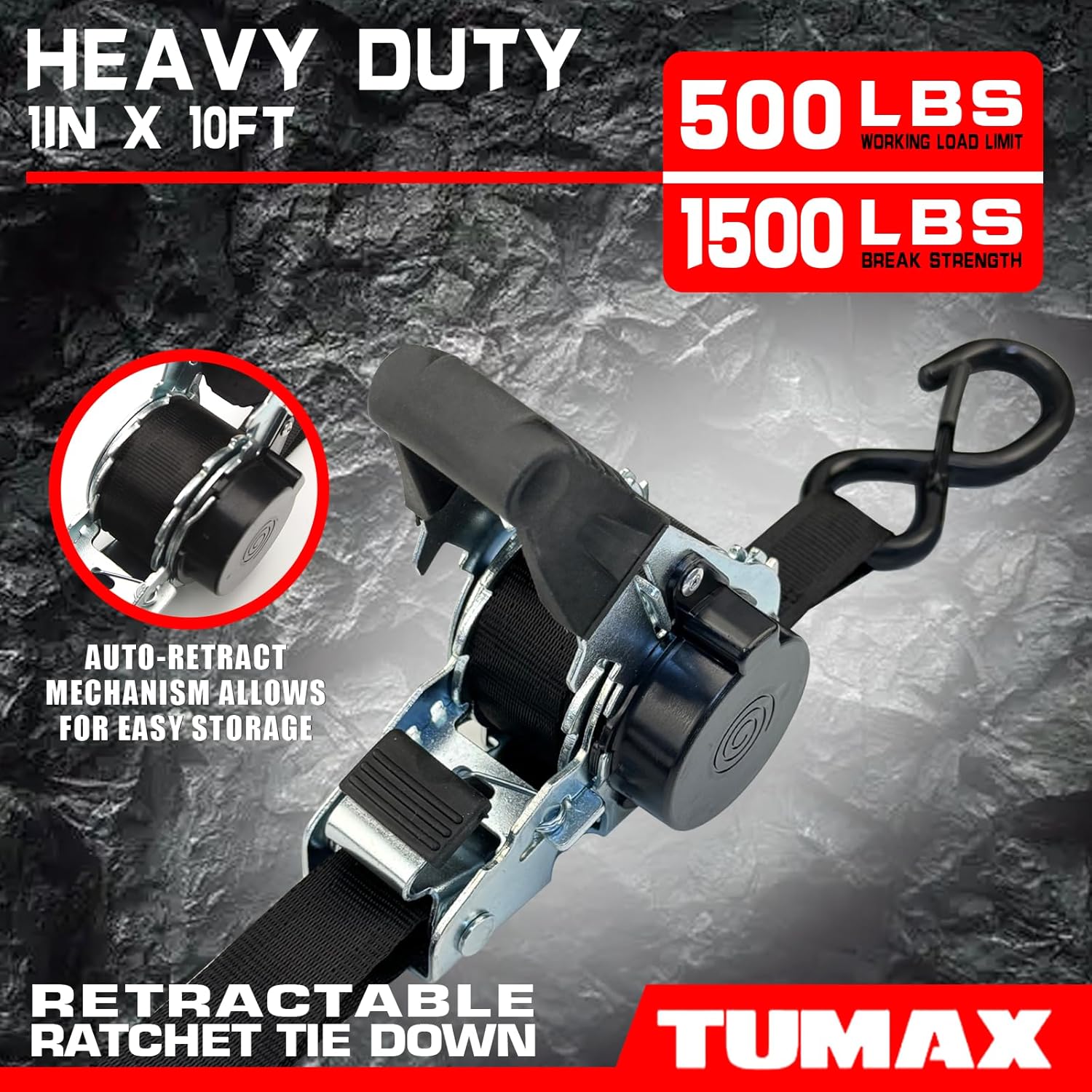 Thumbnail 1 de TUMAX Retractable Ratchet Straps (2-Pack) with S-Hooks