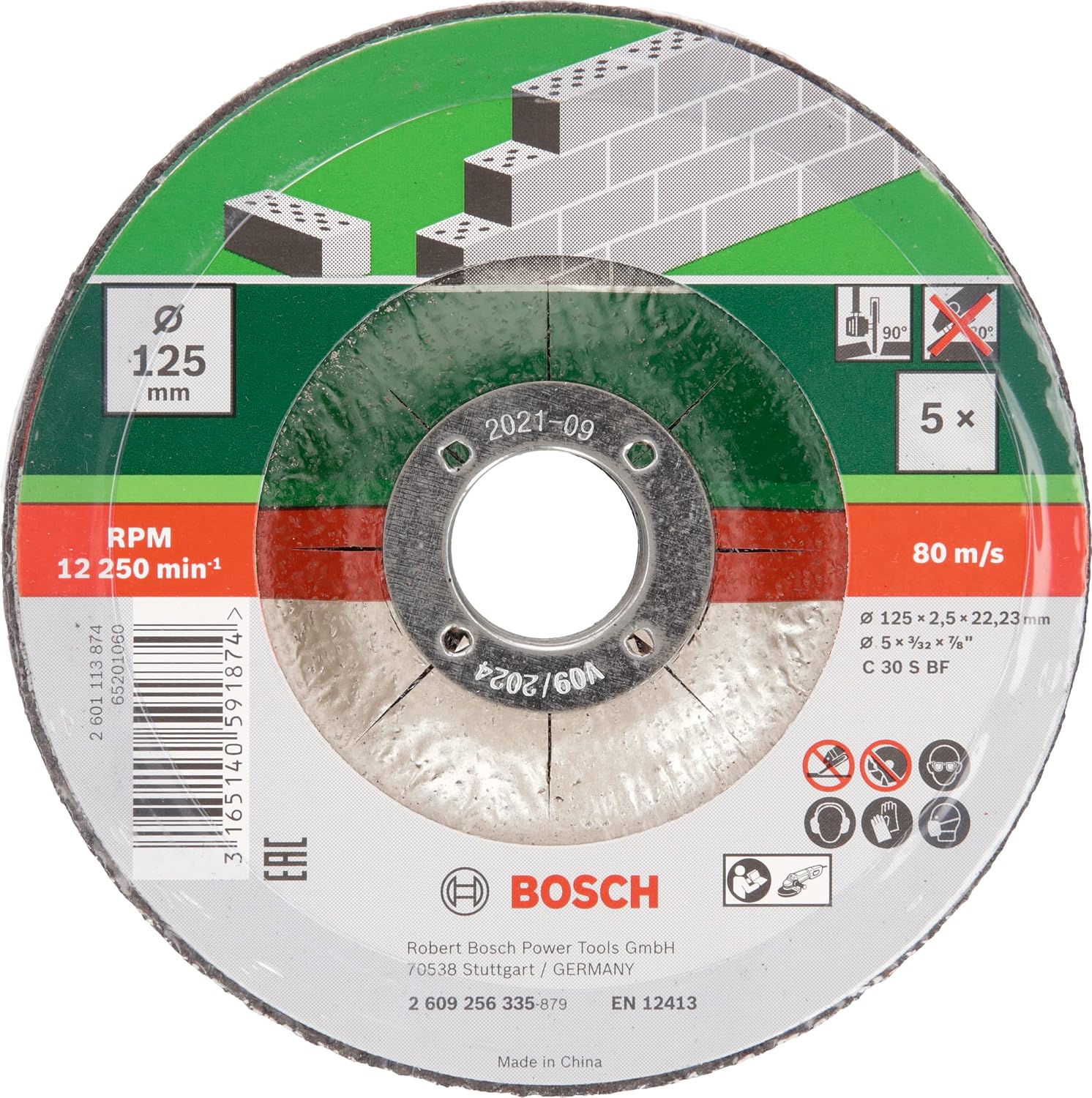 Thumbnail 1 de Bosch 2609256335 kapskivor för vinkelslip, Ø 125 mm, 2,5 mm, 5-pack