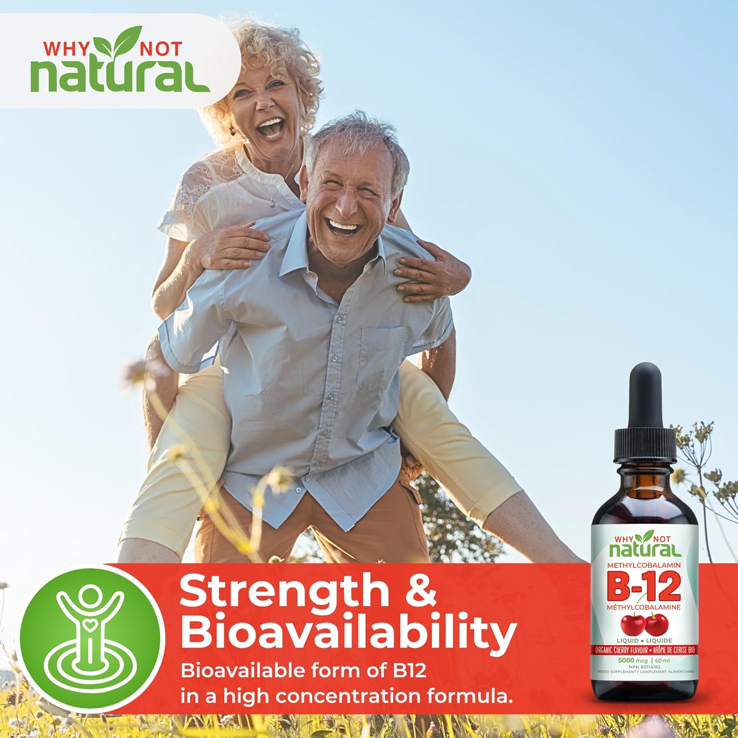 Detalle 2 de Why Not Natural B12102 Organic Liquid Vitamin B12, 5,000 mcg, Cherry Flavour