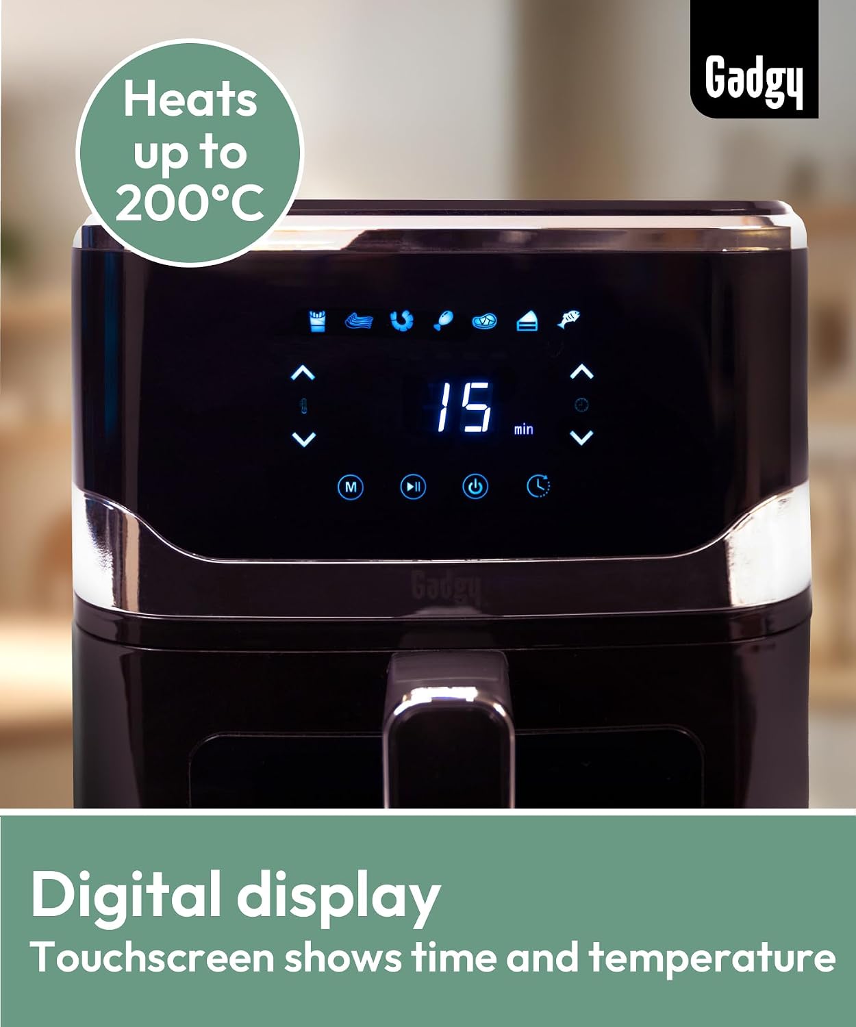 Detalle de Gadgy GAD-AFR-BLA-005-001-001 airfryer 5 l, 1 400 W med fönster