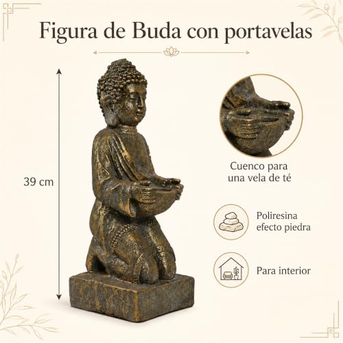 Thumbnail 1 de INtrenDU Figura de Buda con portavelas de 39 cm — Bronce