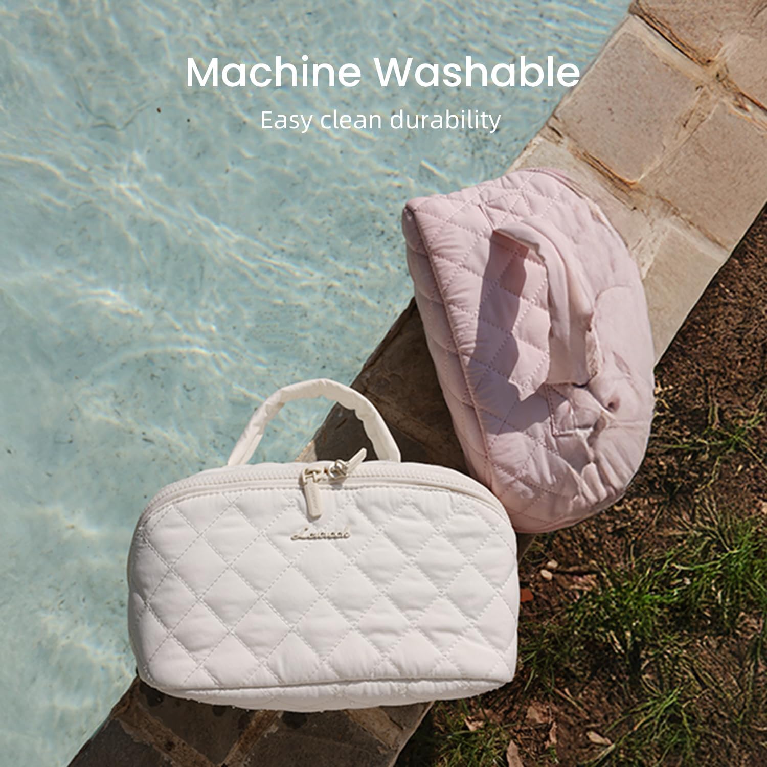 Detalle de LOVEVOOK Kosmetiktasche Damen – Großes 180°-Flat-Design Schminktasche mit 5 Fächern, wasserdicht und maschinenwaschbar