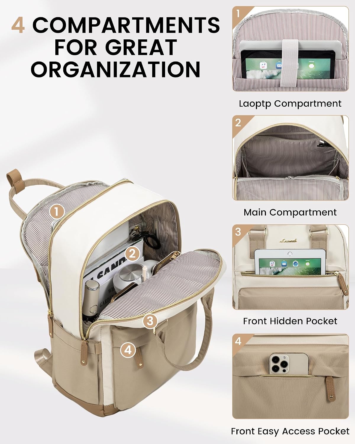 Detalle de LOVEVOOK 15.6 Inch laptop backpack with USB port