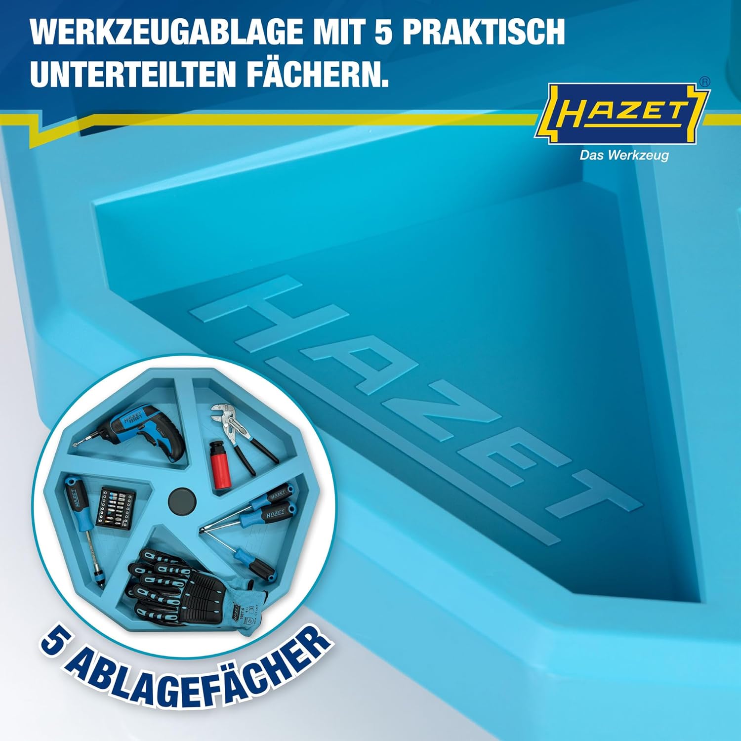 Thumbnail 5 de HAZET Arbeitssitz 195N-4 – robuster Werkstatt-Sitz mit höhenverstellbarer Platte und Werkzeugablage