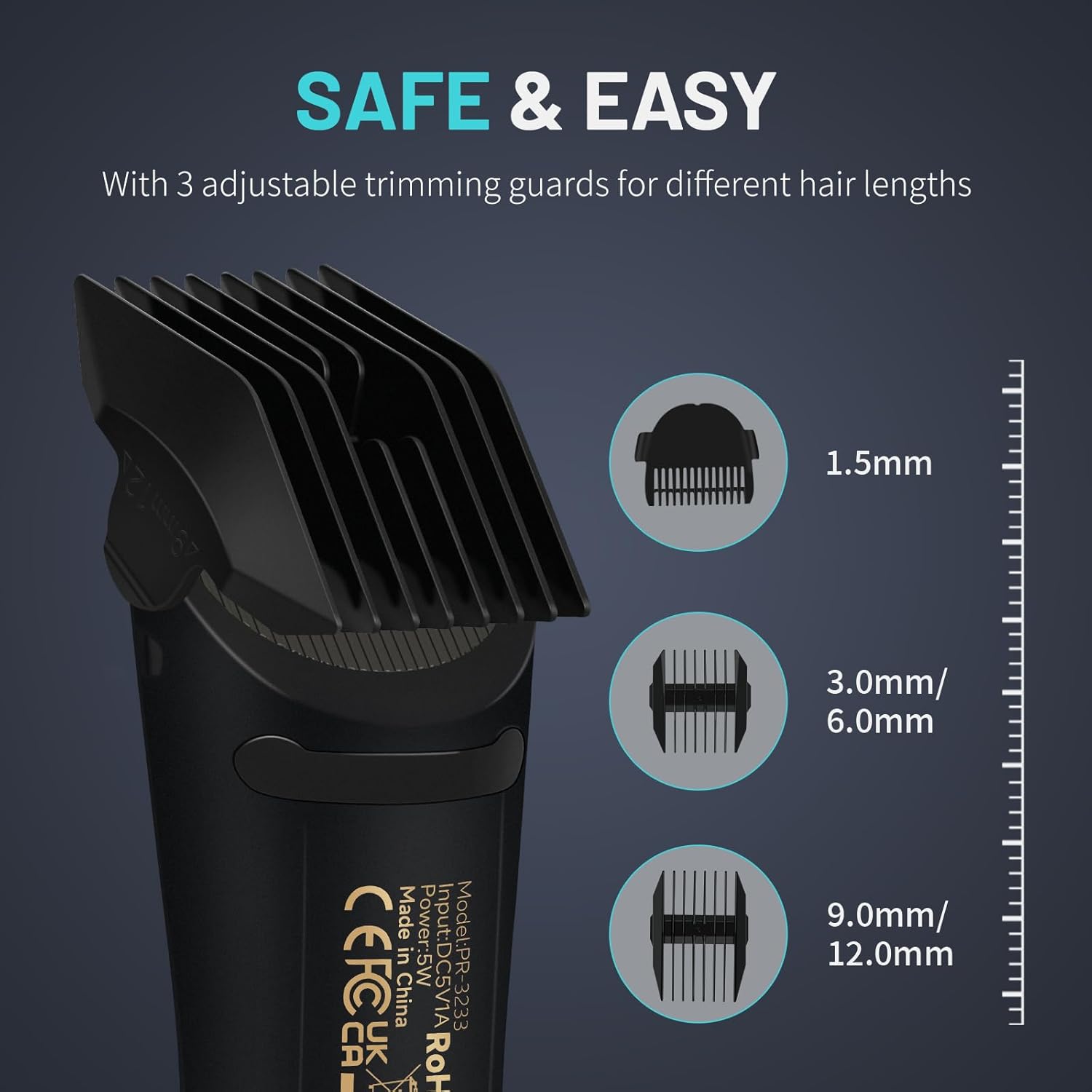 Detalle de PRITECH Manscape Body Hair Trimmer for Men (Waterproof, Ceramic Blades, USB-C Charging)