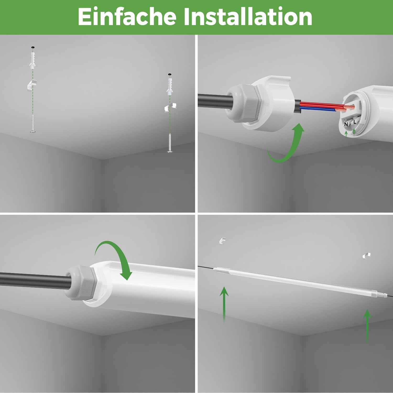 Thumbnail 5 de zemty Feuchtraumleuchte LED Röhre 120 cm – 36 W, IP65, 3 Farbtemperaturen (3000K/4000K/6500K)