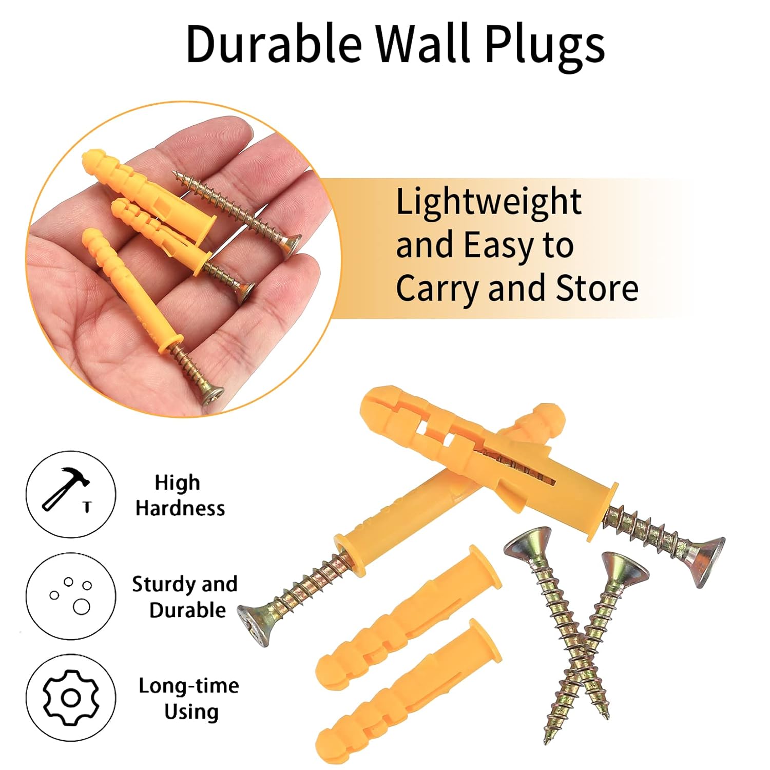 Detalle de 110 Pcs Screws and Wall Plugs Set (55 Masonry Screws, 55 Expansion Anchors) – M6/M8 for Brick, Concrete and Drywall