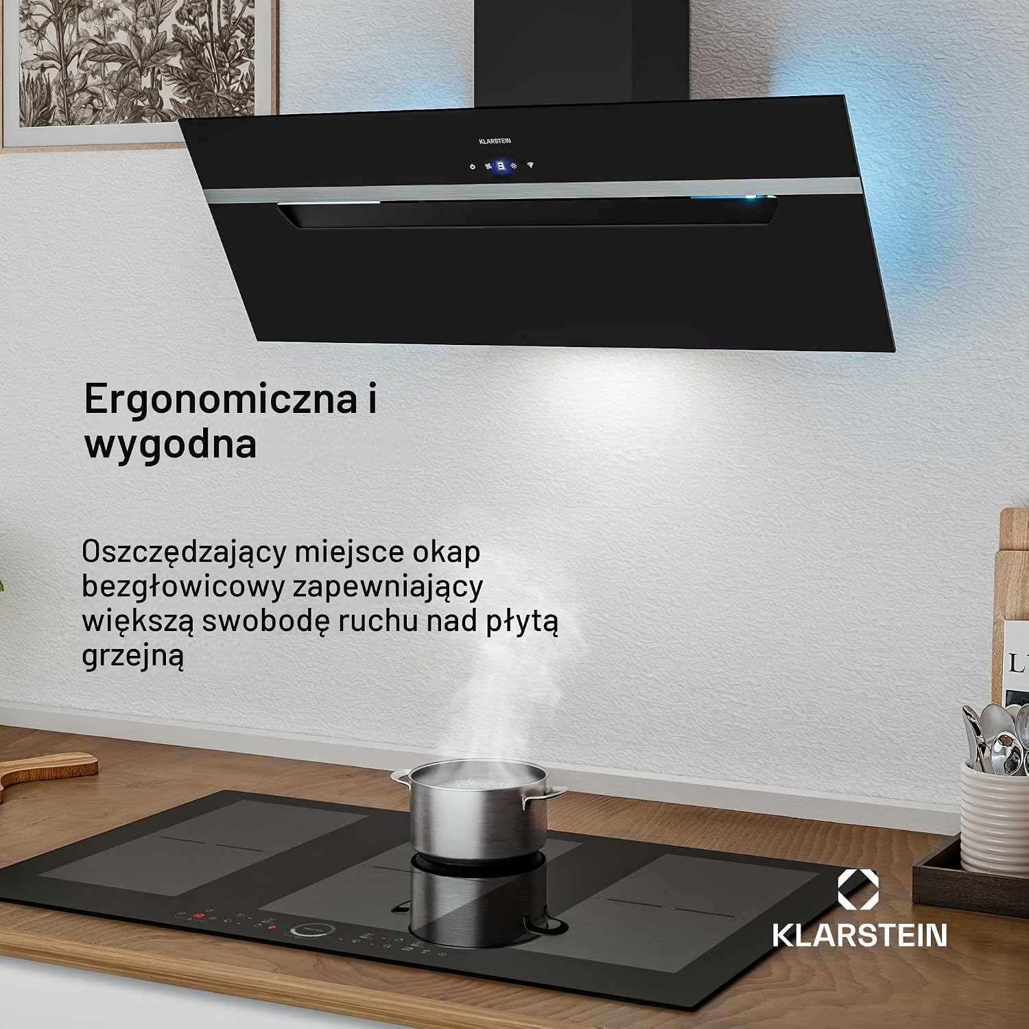 Detalle de Klarstein 10045553 BigBite – skośny okap 90 cm, Boost 417 m³/h, LED