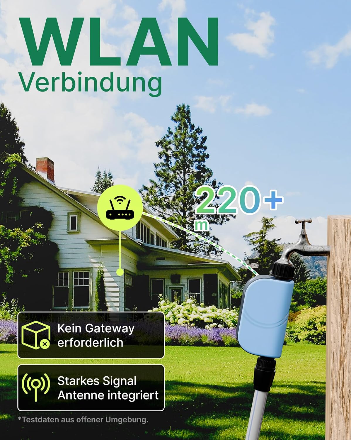 Detalle de EZAIoT Bewässerungscomputer WLAN mit Durchflussmesser – smarte App-Steuerung für Garten & Rasen