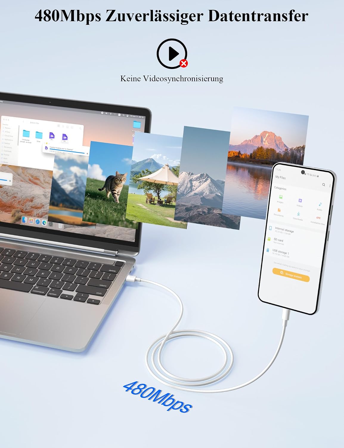 Thumbnail 6 de TOPAUX 80W USB-C Kabel 6A – Schnelles Laden & Datenübertragung für OPPO Schnellladung