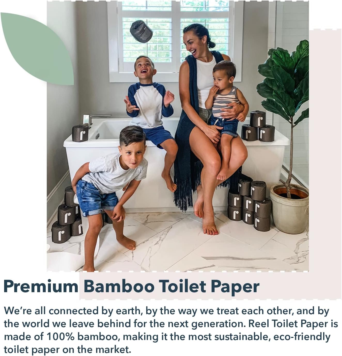 Thumbnail 1 de REEL Premium Bamboo Toilet Paper (24 Rolls, 3-Ply) — No Plastic Packaging, Septic-Safe