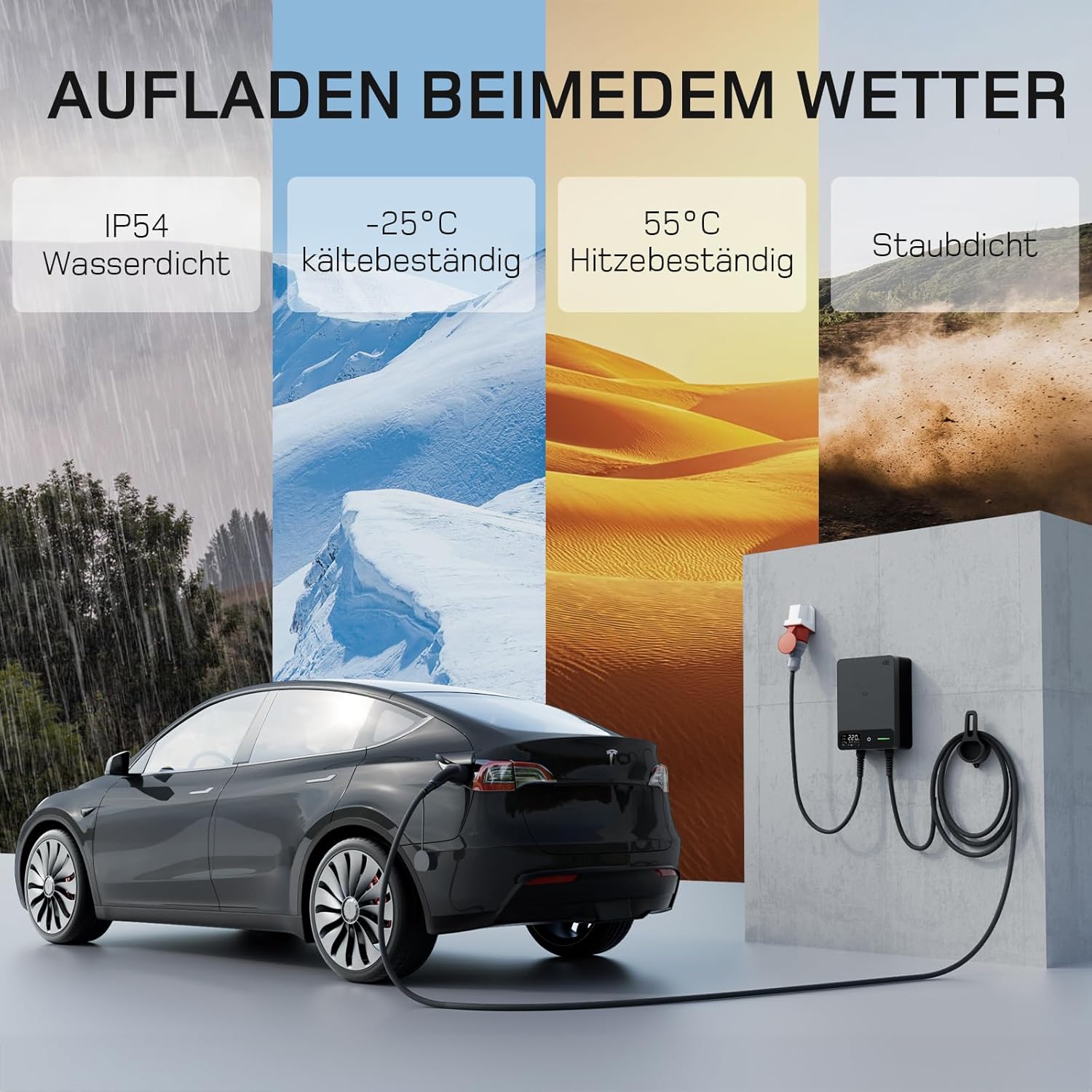 Thumbnail 6 de dé Wallbox 22kW mit APP – 7,5 m Typ 2 Kabel, IP54, 3-Phasen EV-Ladegerät (6–32A, 400V)