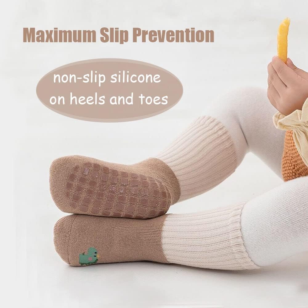 Detalle de FedMois 6er Pack Baby & Kleinkinder Winter-Socken mit ABS-Noppen und breitem Bündchen aus Baumwolle