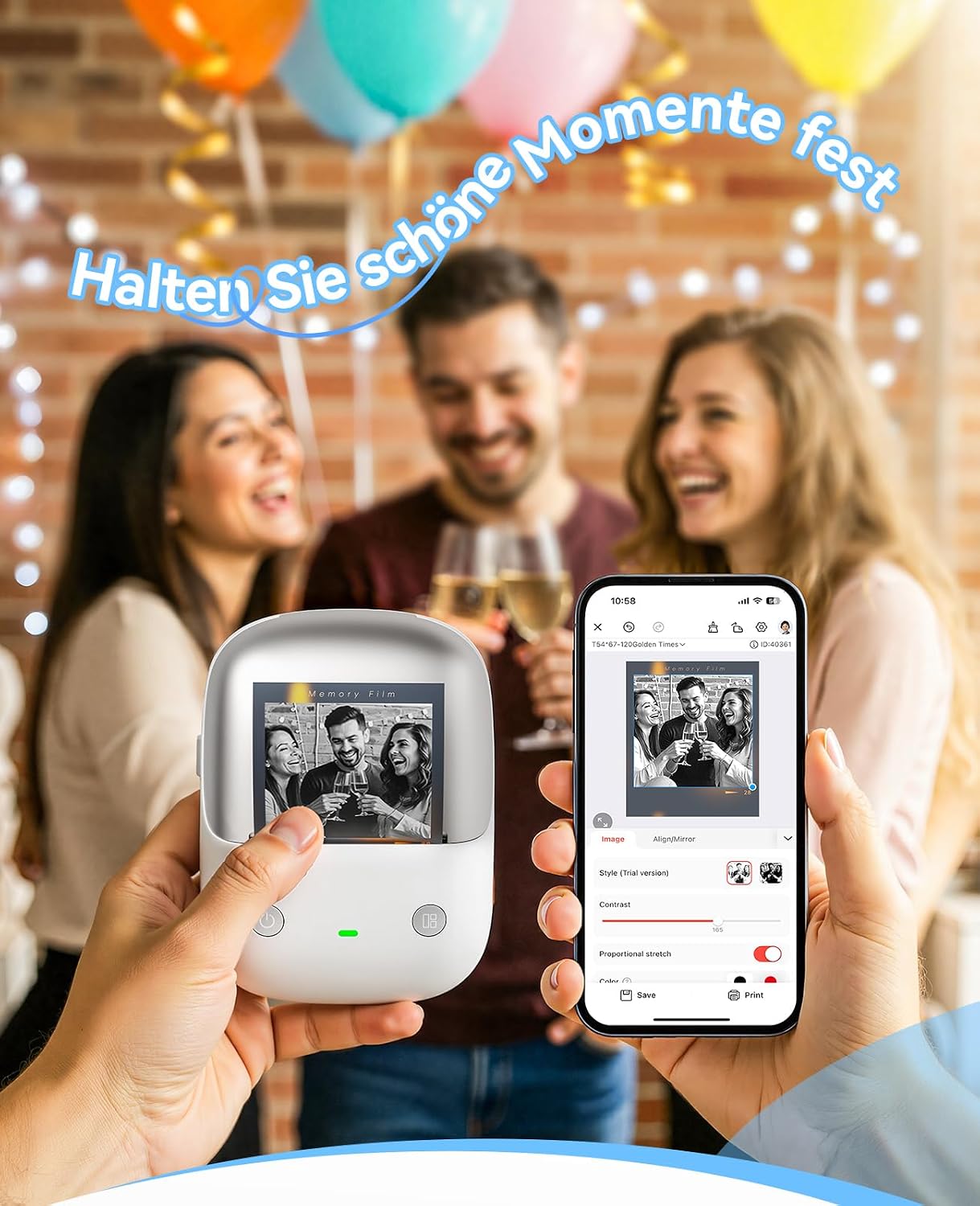 Detalle 2 de NIIMBOT B2 Pro Etikettendrucker mit 300DPI, Bluetooth und wasserfesten selbstklebenden Etiketten (Rot/Schwarz)