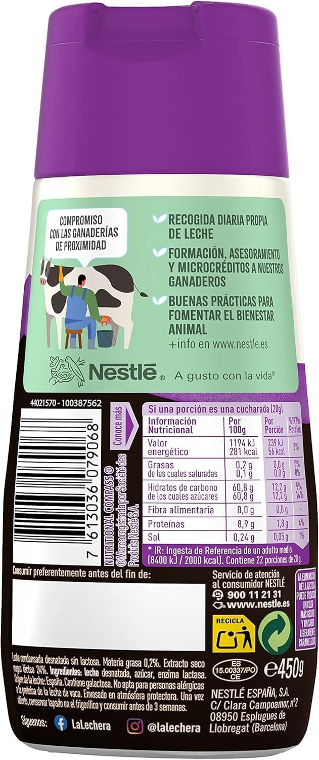 Thumbnail 7 de Nestlé La Lechera Leche Condensada Desnatada sin Lactosa 🥛 Caja 8x450g