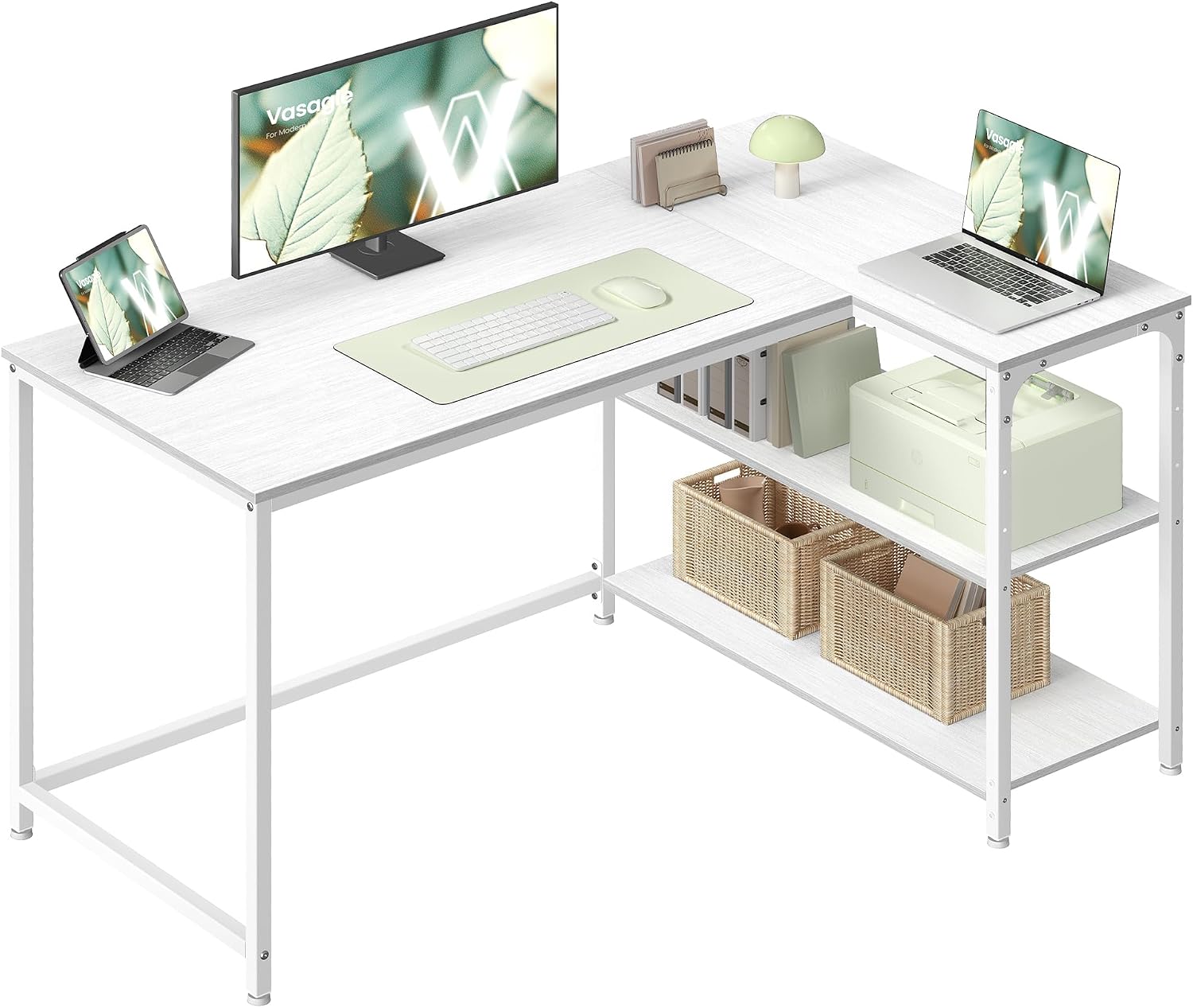 Detalle de VASAGLE L Shaped Corner Desk 120x80