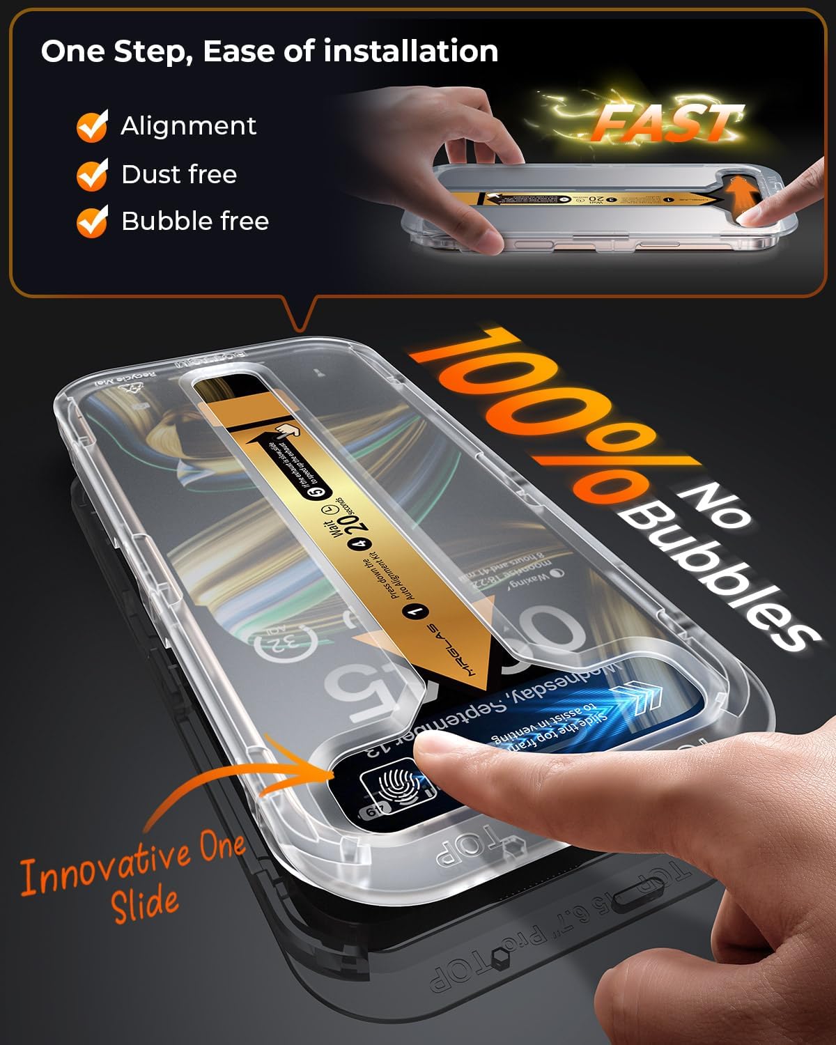Detalle de MRGLAS 4-Pack Privacy Screen Protectors for iPhone 13 Pro Max, 9H+ Glass