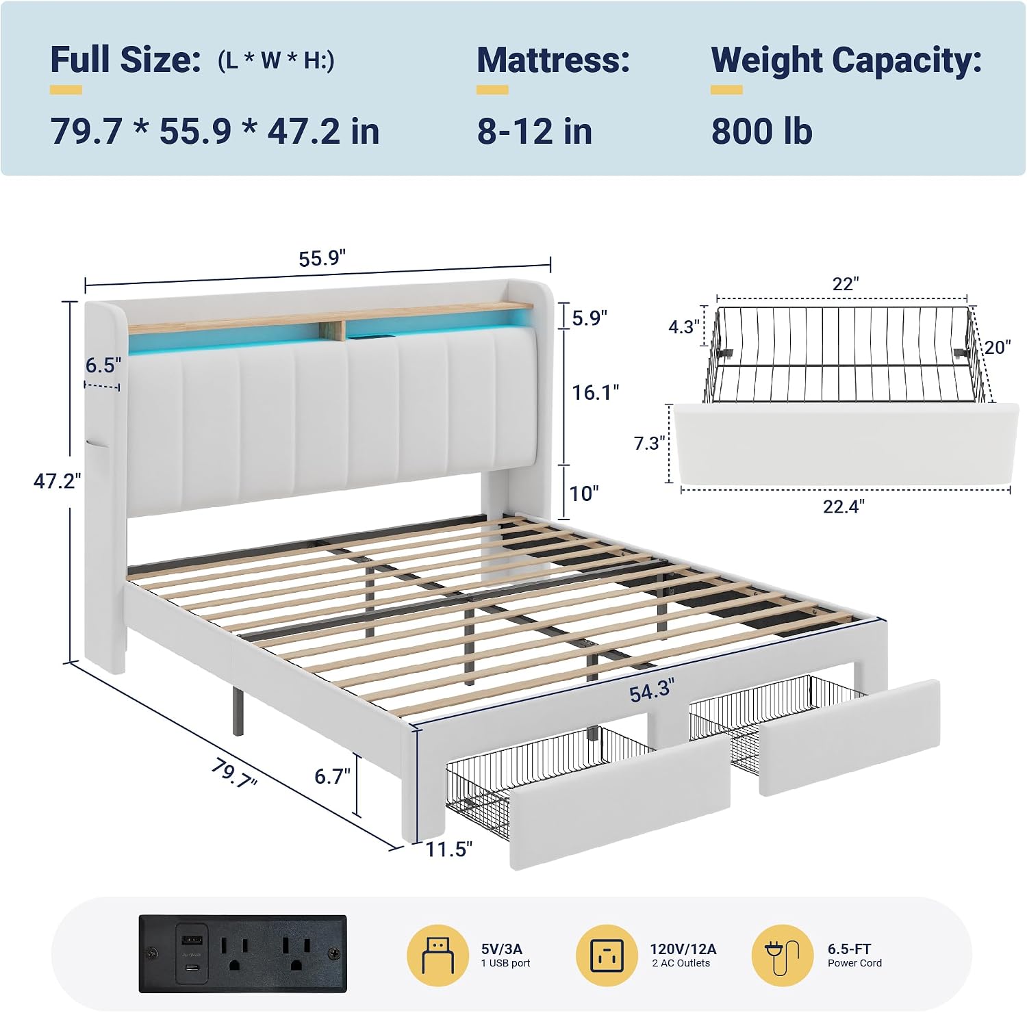Detalle 2 de Allewie Full Bed Frame