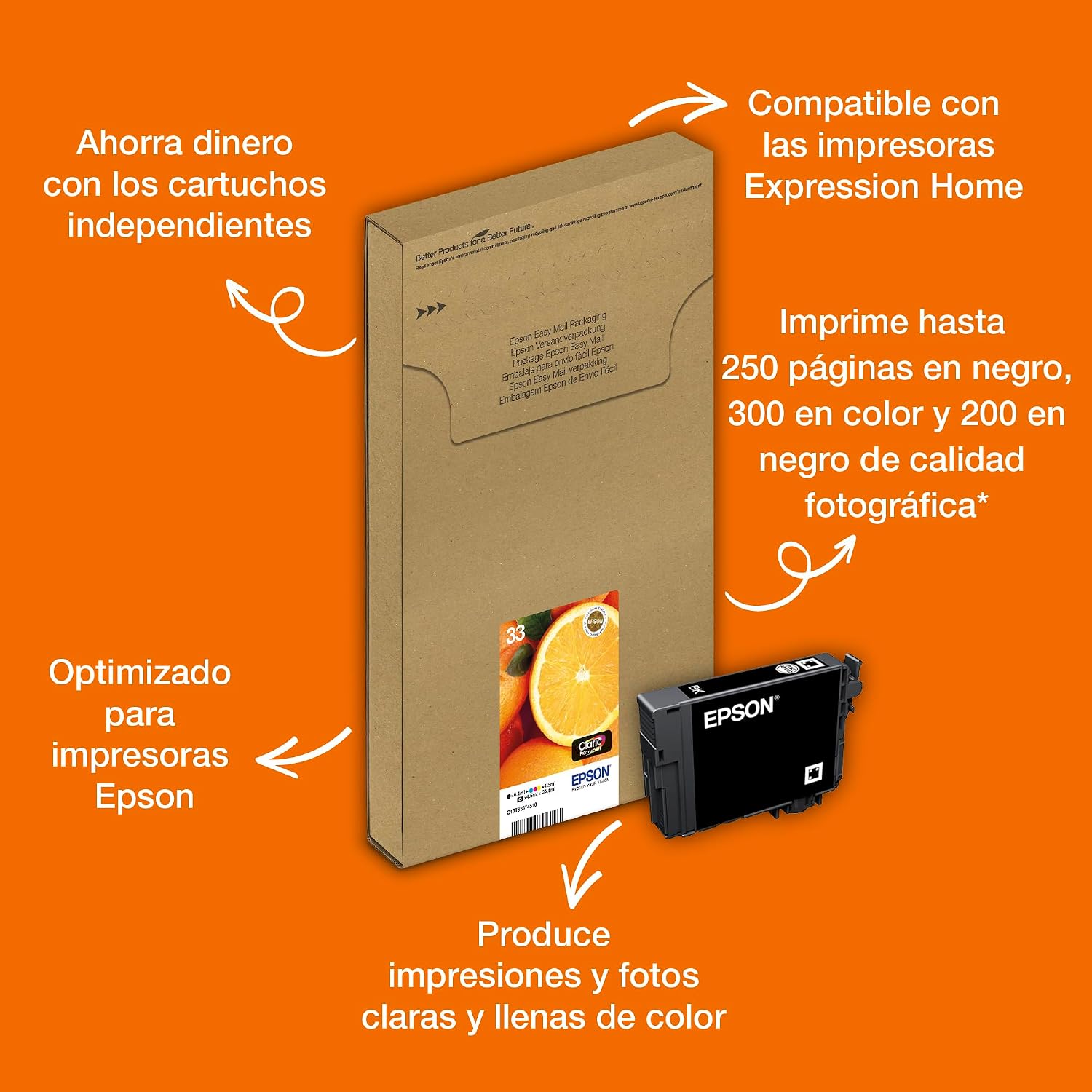 Detalle 2 de Epson C13T33374510 - Pack de 5 cartuchos de tinta 🎨