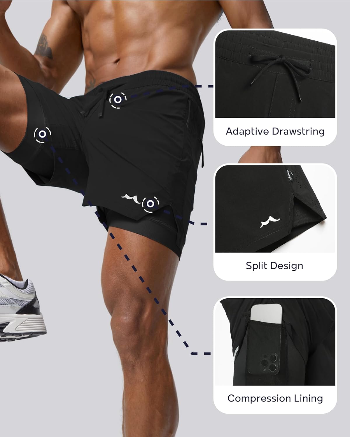 Thumbnail 2 de maamgic Men's Athletic Running Shorts with Liner — Ultra Lightweight 5"/7