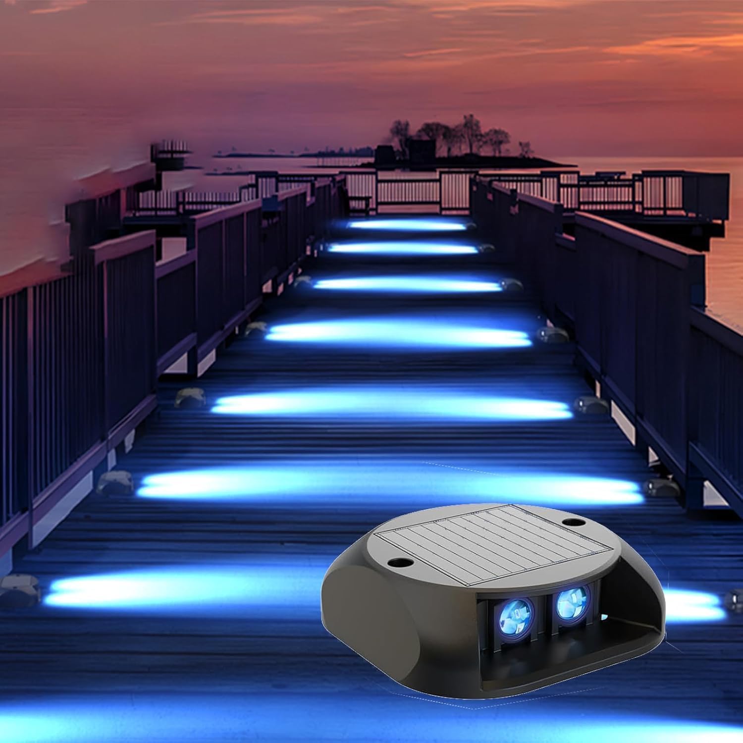 Detalle de Quntis 4 Pezzi Faretto Segnapasso Esterno Solare – Luce Blu, IP65, Visibilità 500 m
