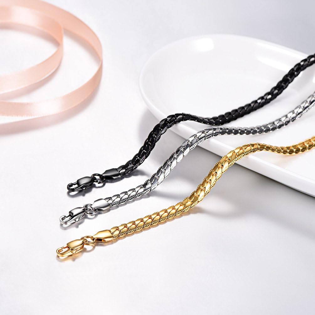 Thumbnail 5 de PROSTEEL chaîne maille anglaise pour homme en acier inoxydable et plaqué or jaune 18K, largeur 6,5 à 8 mm
