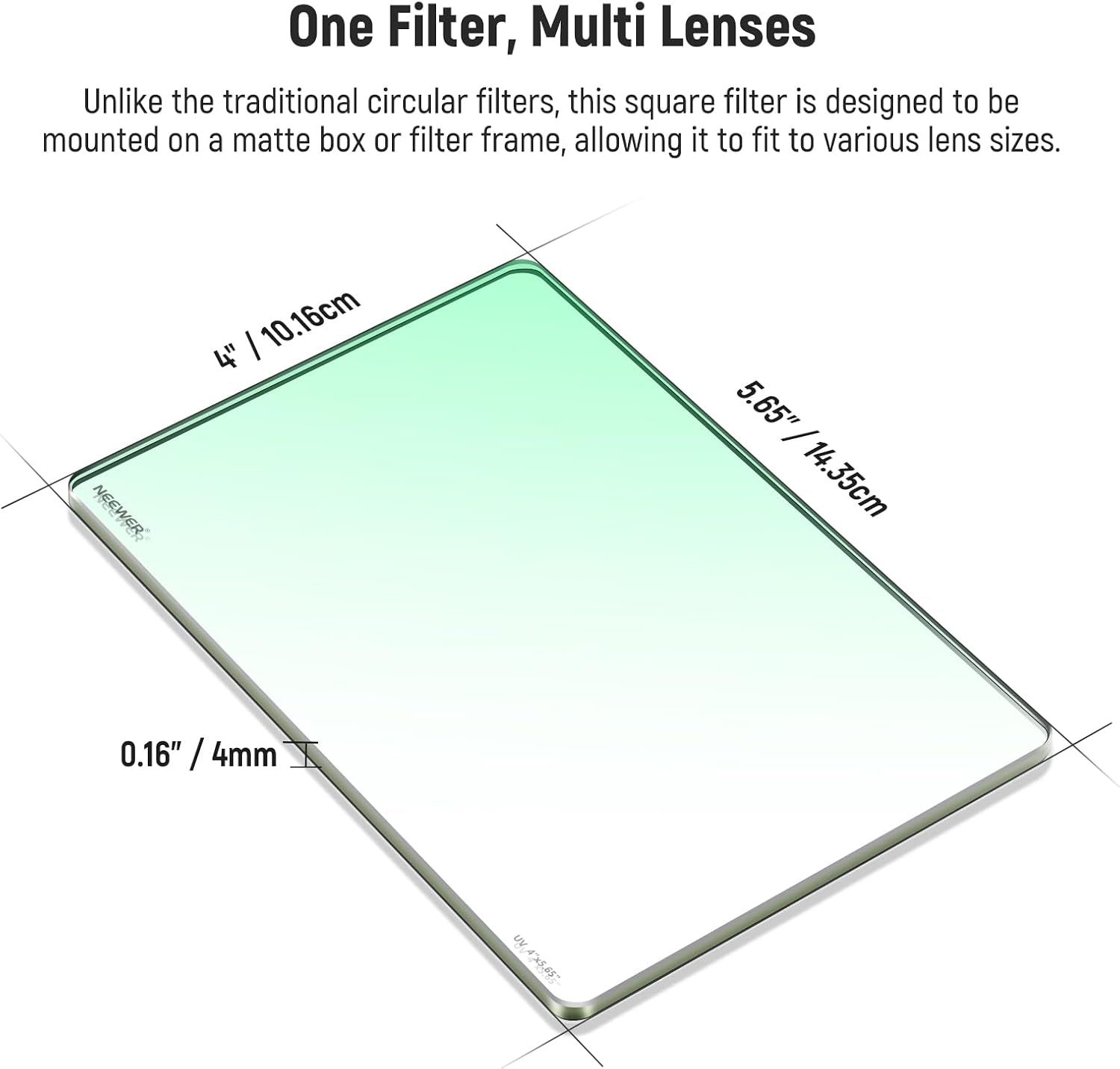 Thumbnail 6 de Neewer 4x5.65 Square UV Filter for Matte Box – Cinema Protective Filter