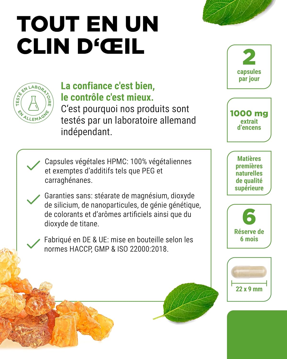 Thumbnail 3 de Vit4ever Extrait d’encens 365 gélules Premium – 85% d’acide boswellique (1000 mg/jour, vegan)