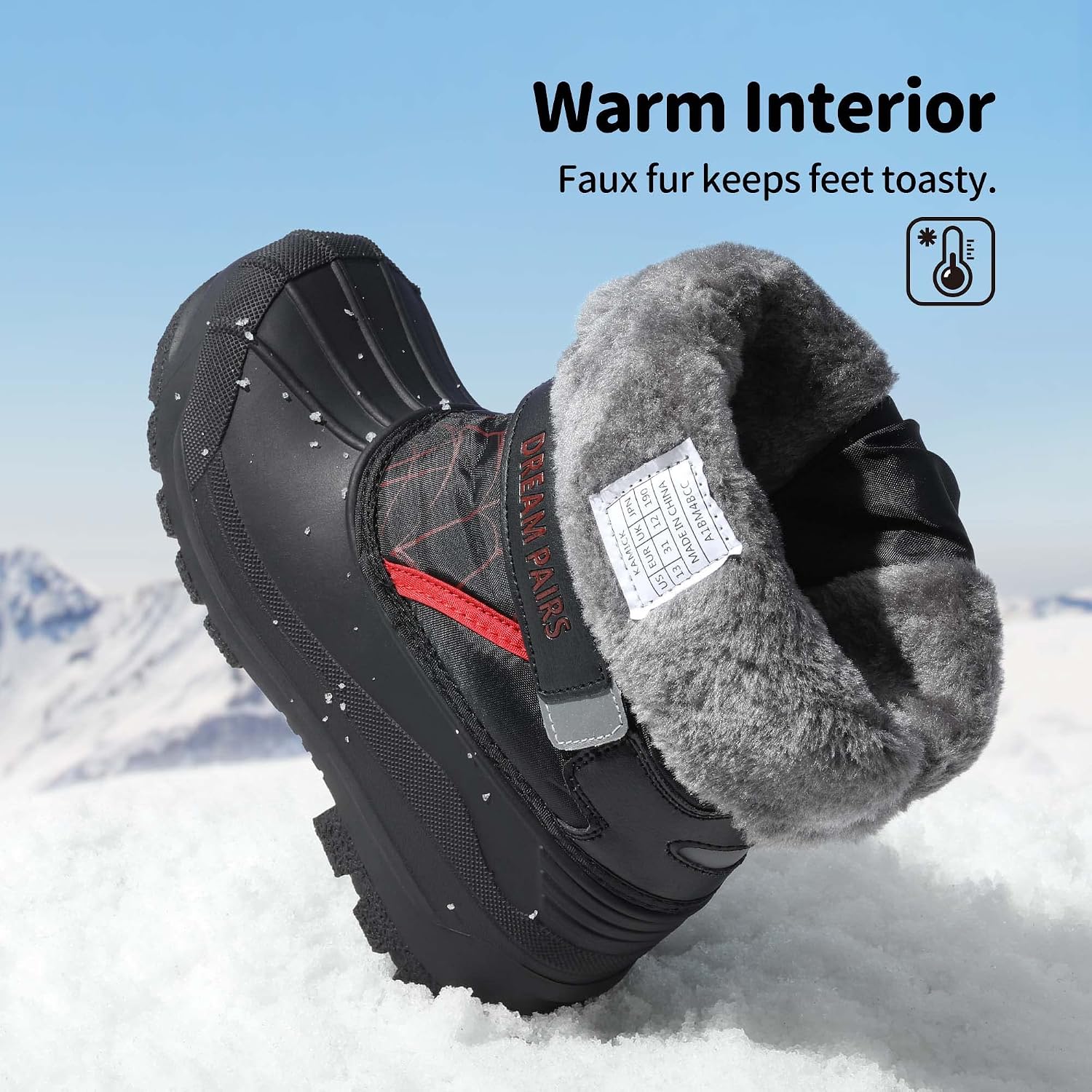 Detalle de DREAM PAIRS Kids Winter Boots with Faux Fur Lining