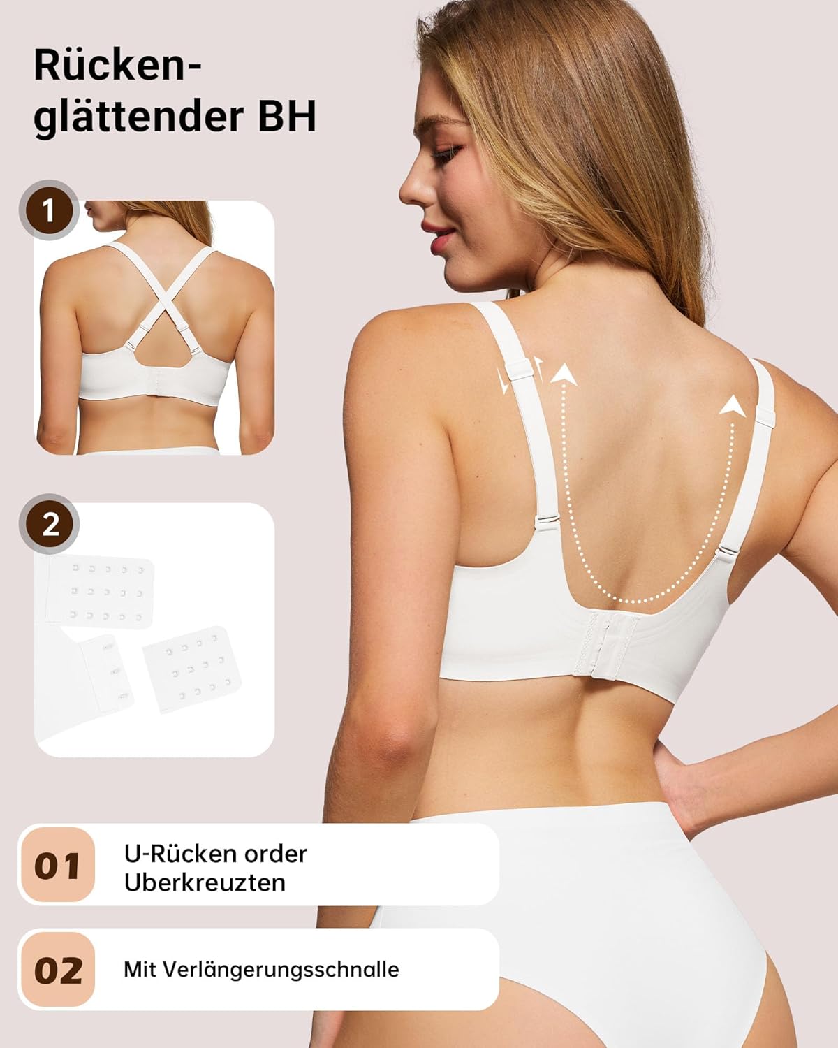 Thumbnail 2 de HORISUN BH Damen ohne Bügel mit V-Ausschnitt und Spitzenbesatz – nahtloser T-Shirt-BH mit sanftem Halt