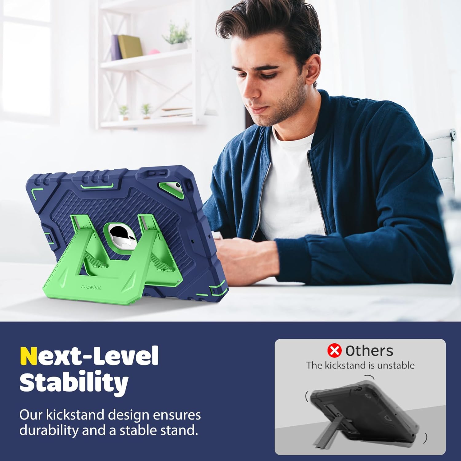 Thumbnail 4 de FINTIE Kids Rugged Case for iPad 9th/8th/7th Gen (10.2-inch) with Built-in Kickstand – Navy-Green