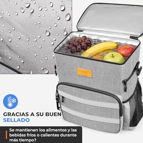 Detalle de Kiximay Mochila Nevera Isotérmica 30L: bolsa térmica impermeable para playa, camping y viajes