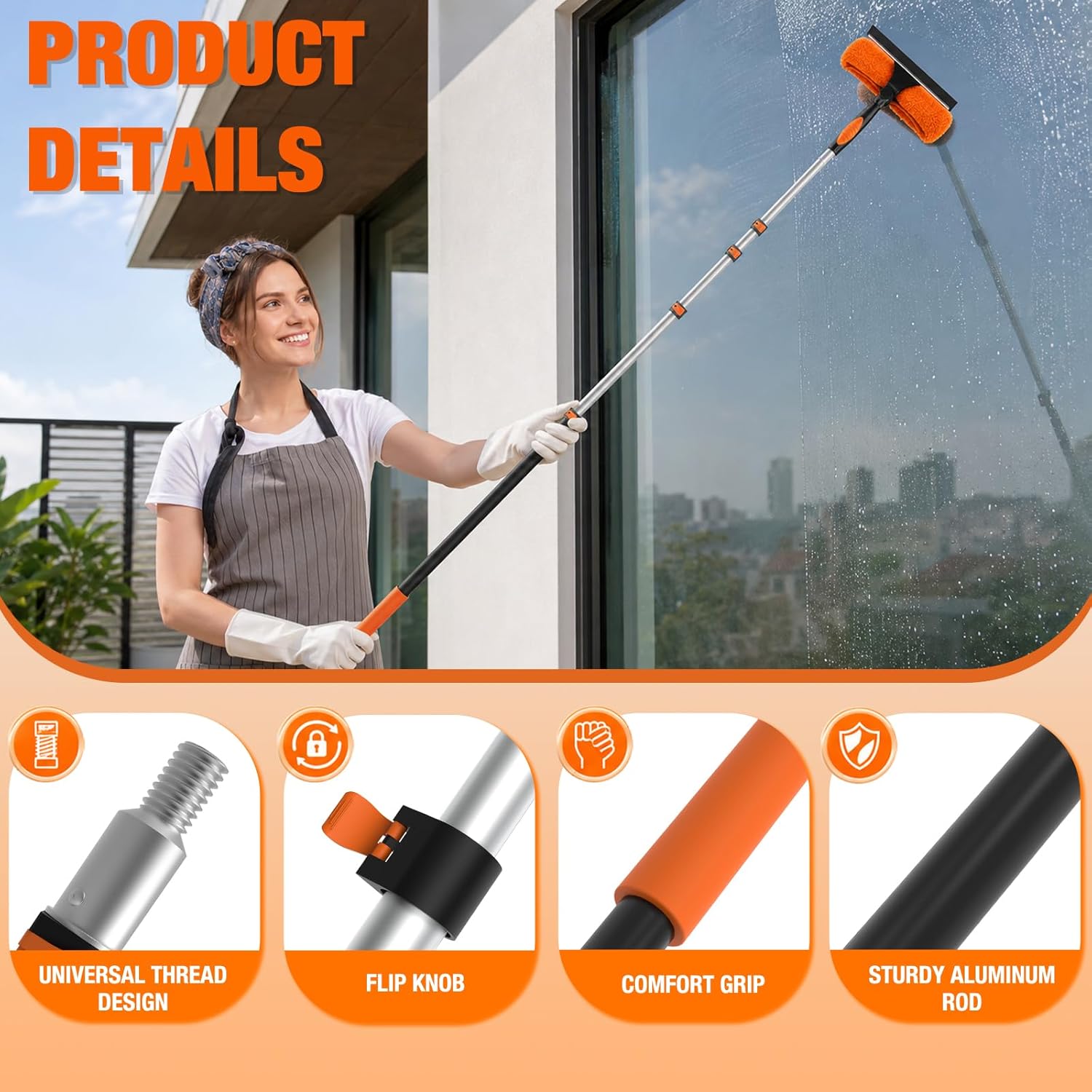 Thumbnail 1 de LAANPOLE 20FT Window Squeegee with Extension Pole: 2-in-1 Window Cleaning Kit