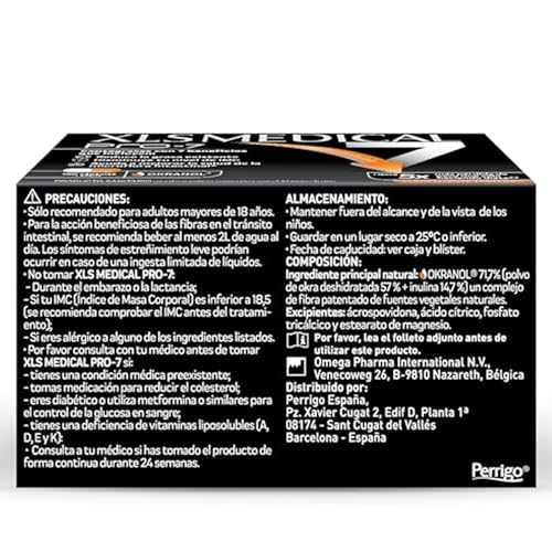 Detalle de XLS Medical Pro7 Pack 1 mes de tratamiento (180 comprimidos): te ayuda a perder peso de forma gradual y basada en fibra natural