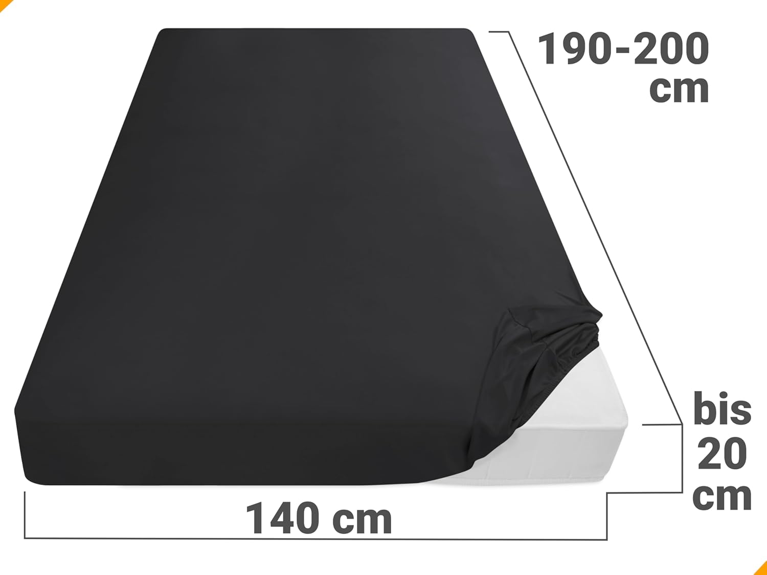 Thumbnail 2 de Npluseins Drap Housse 140x190/200 cm en Microfibre Noir – respirant, anti-allergie et certifié OEKO-TEX