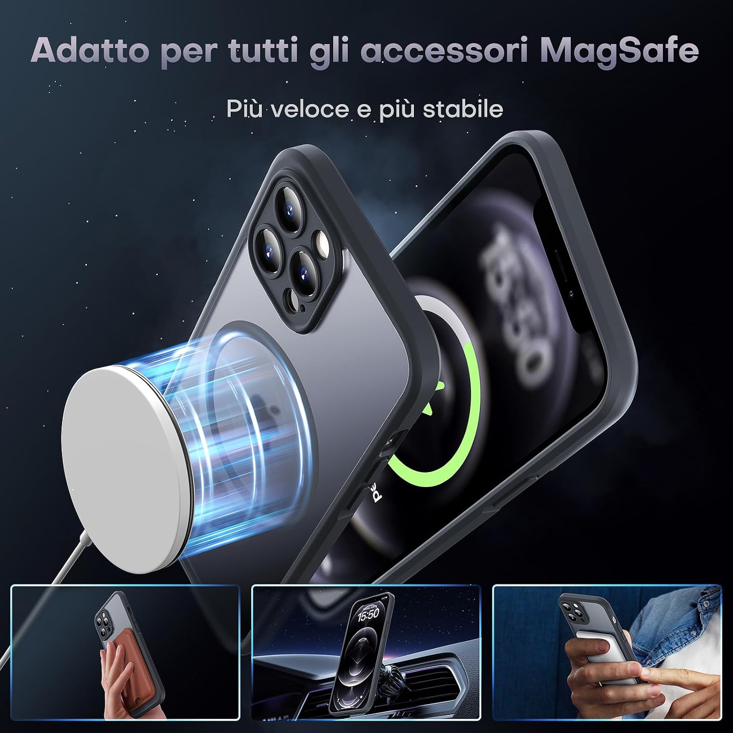 Thumbnail 2 de TOCOL Cover magnetica per iPhone 12 Pro Max 6,7” con MagSafe e protezione fotocamera integrata (nero)