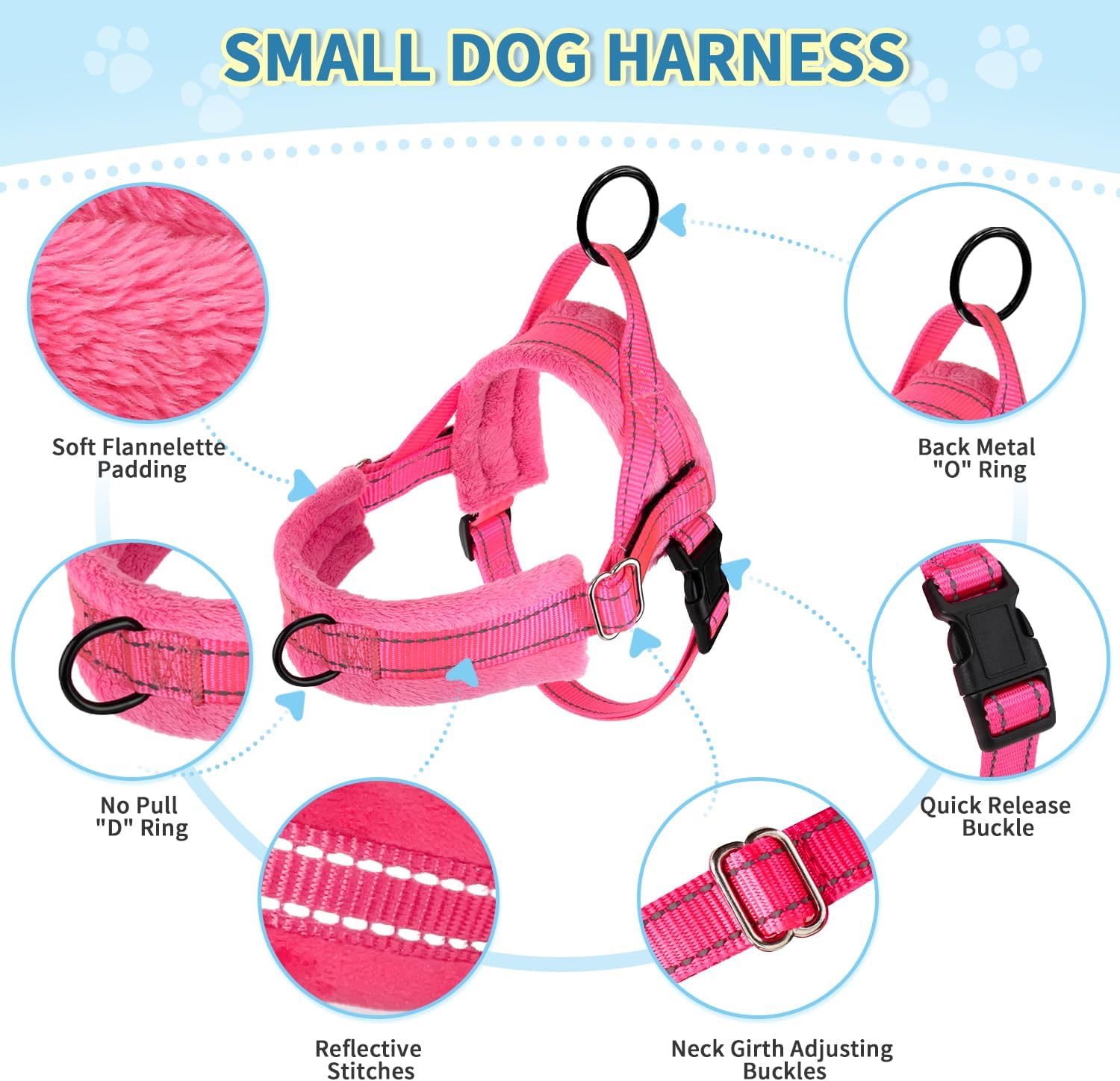 Thumbnail 3 de Eyein Small Dog Harness and Lead Set (No Pull) – Soft Padded Reflective XXS in Pink