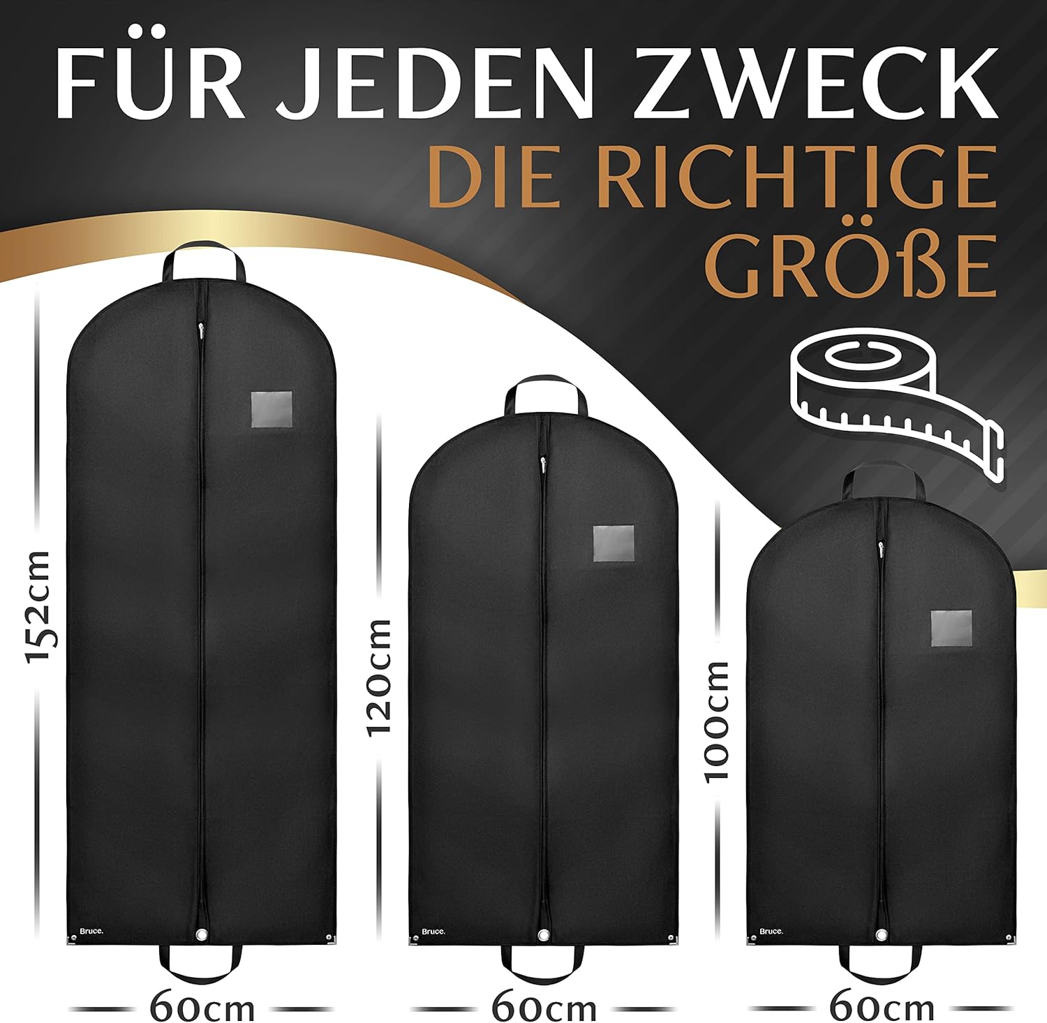 Thumbnail 5 de Bruce.® Kleidersack Kurz 120x60 cm – Hochwertige Kleiderhülle für Anzug, Blazer, Kostüm & Kleid