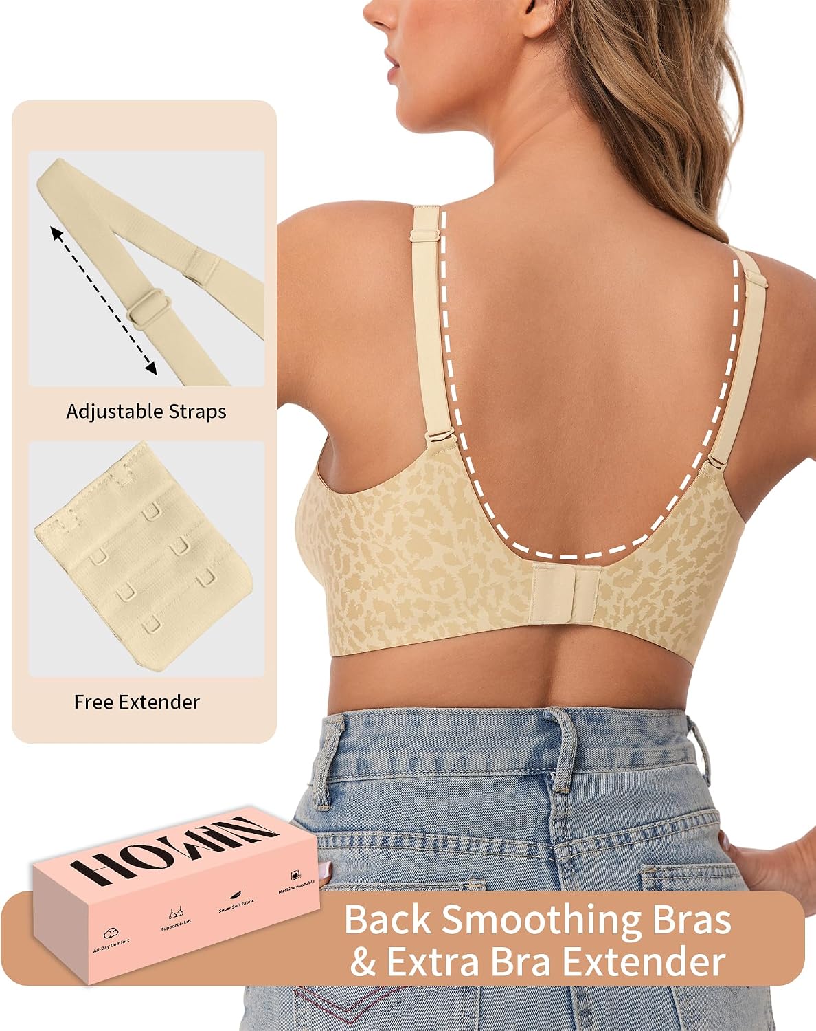 Detalle de HOWIN Jelly Bra: Wireless Gel Bra with Deep V, Seamless Comfort for Everyday Wear